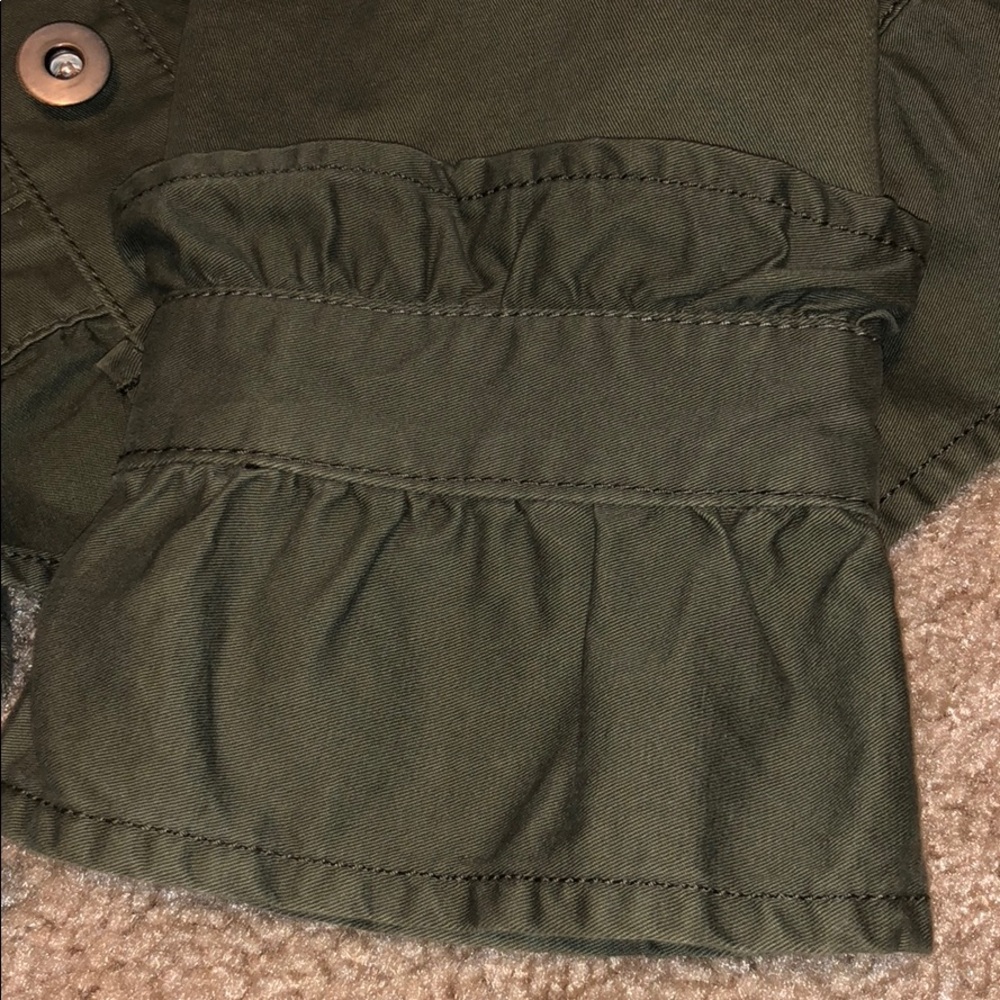 INC Army Green Fall Ruffle Jacket - Picture 4 of 5